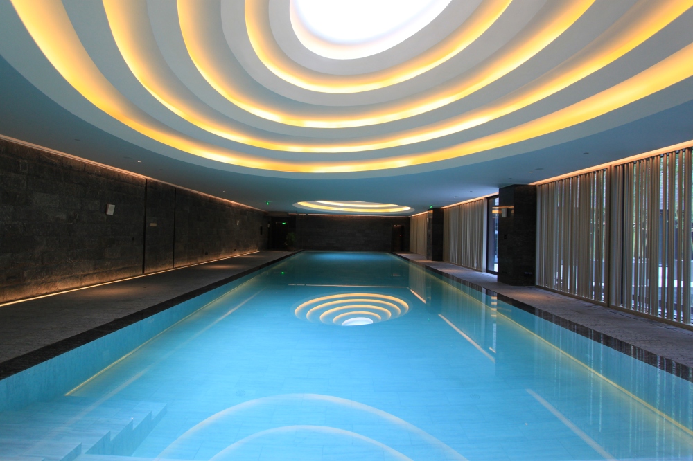 Hillscape-inspired skylight above pool